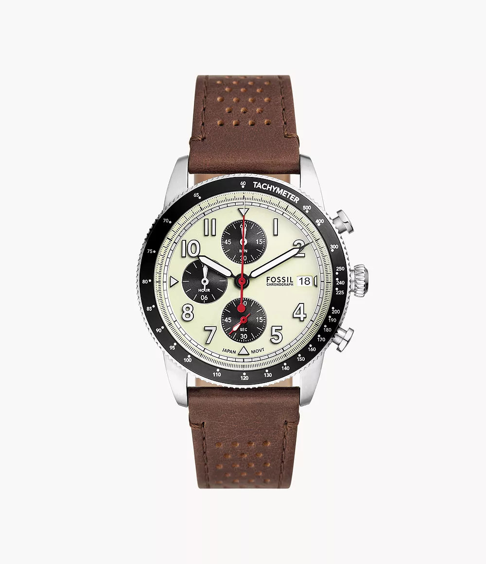Fossil Sport Tourer Chronograph Brown Leather Watch Dennis Collins Jewellers