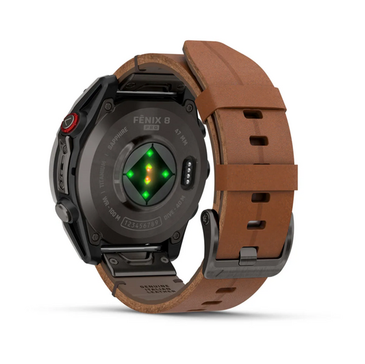 Garmin Fenix 8 Pro – 47 mm, AMOLED Sapphire, Carbon grey DLC titanium with Chestnut leather band