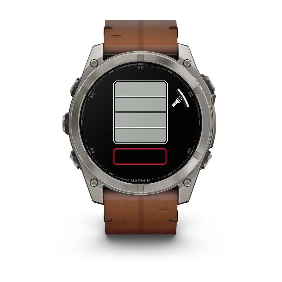 Garmin fēnix® 8 – 51 mm, AMOLED Sapphire, Titanium with Chestnut leather band