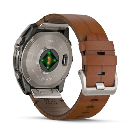 Garmin Fenix 8 – 51 mm, AMOLED Sapphire, Titanium with Chestnut leather band
