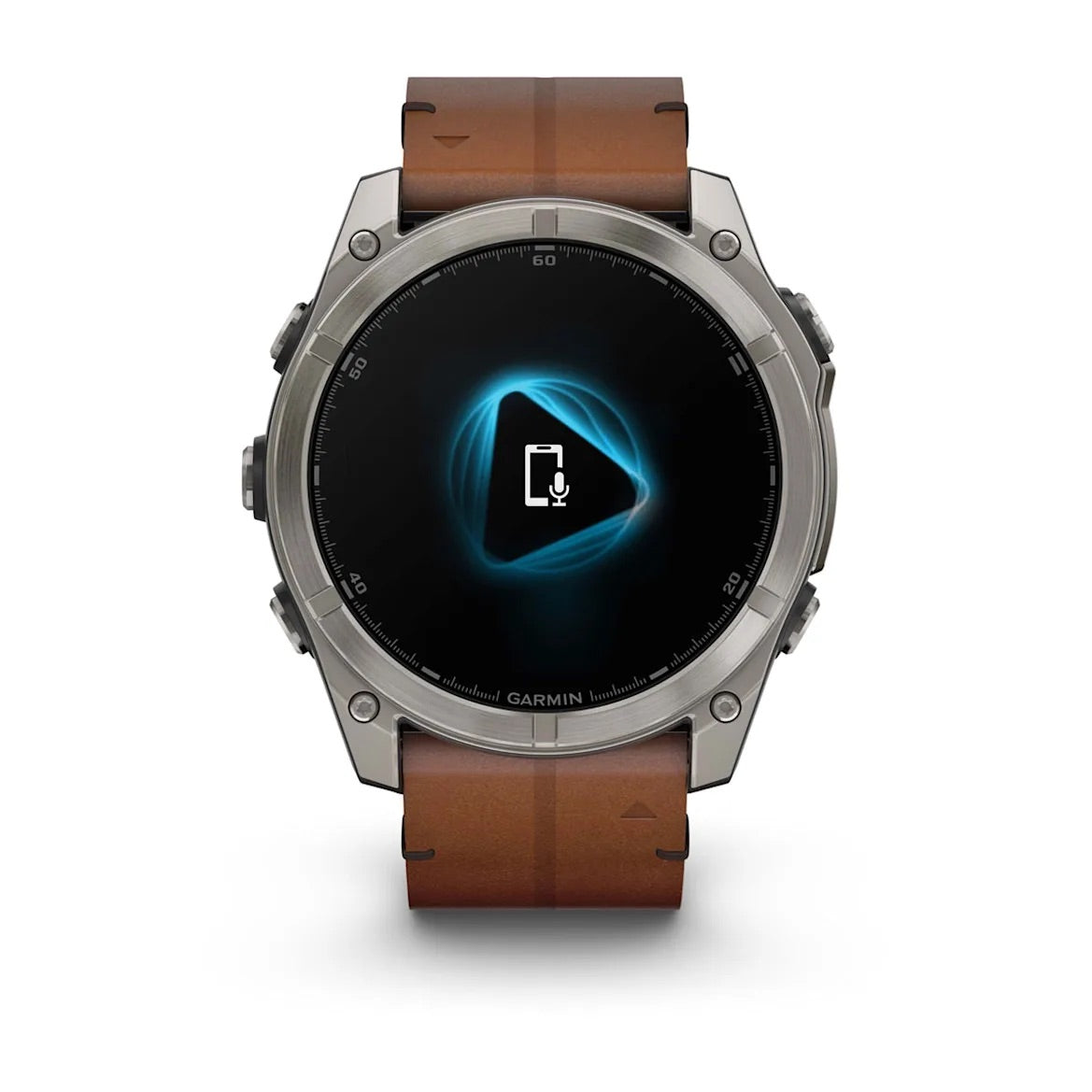 Garmin fēnix® 8 – 51 mm, AMOLED Sapphire, Titanium with Chestnut leather band