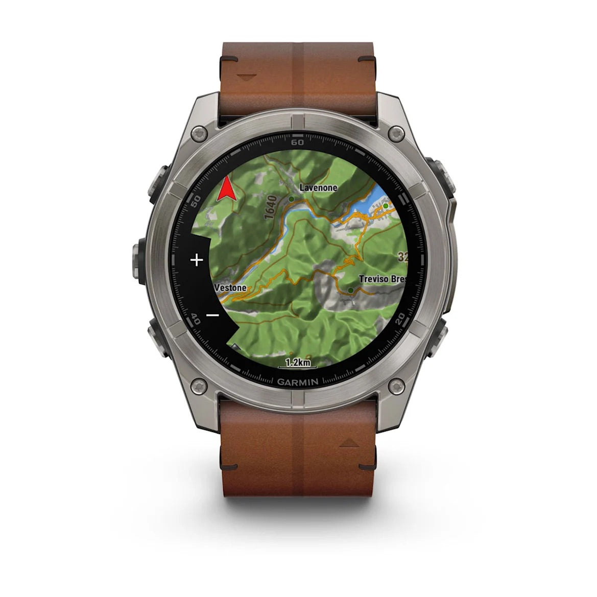 Garmin fēnix® 8 – 51 mm, AMOLED Sapphire, Titanium with Chestnut leather band