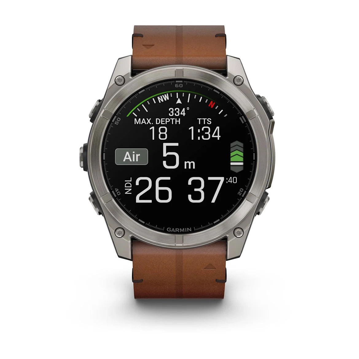 Garmin fēnix® 8 – 51 mm, AMOLED Sapphire, Titanium with Chestnut leather band