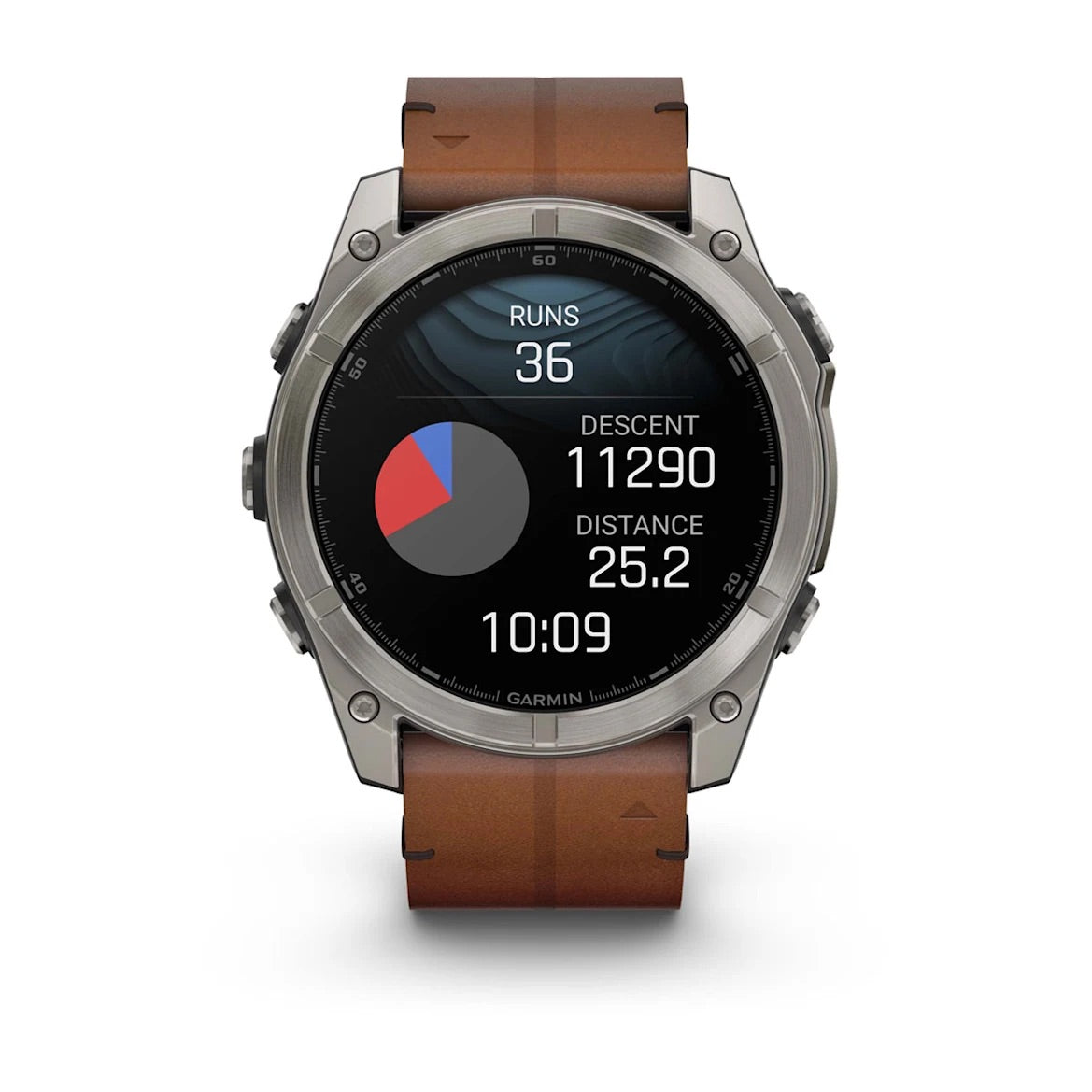 Garmin fēnix® 8 – 51 mm, AMOLED Sapphire, Titanium with Chestnut leather band