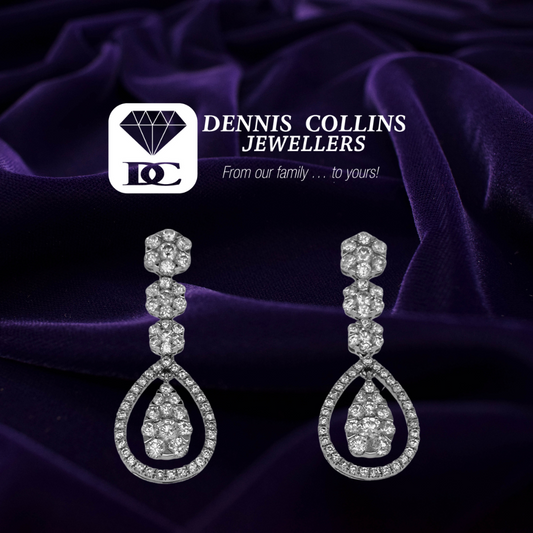 Ladies 18CT White Gold Diamond Drop Earrings