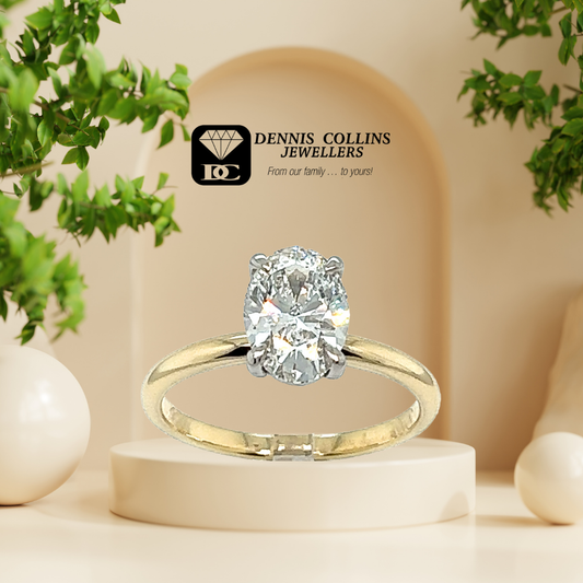 Ladies 9ct Two Tone Gold Oval Lab Grown 1.24ct Diamond Ring