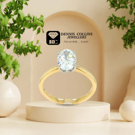 Ladies 9ct Two Tone Gold Oval Lab Grown Diamond Ring 1.26ct