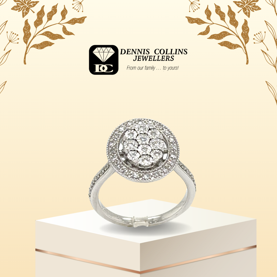 Ladies 9ct White Gold Oval Diamond Ring