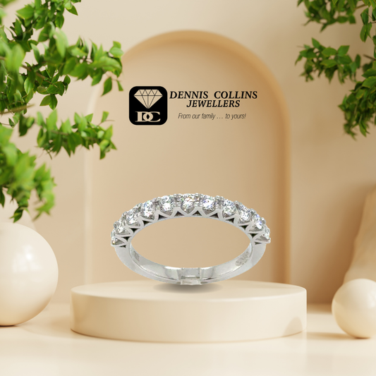 Ladies 9ct White Gold Round Lab Grown Diamond Eternity Ring