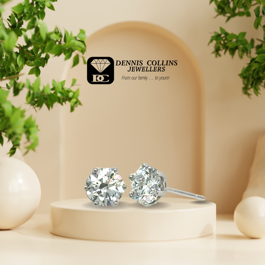 Ladies 9ct White Gold Small Tulip Lab Grown Diamond Earrings