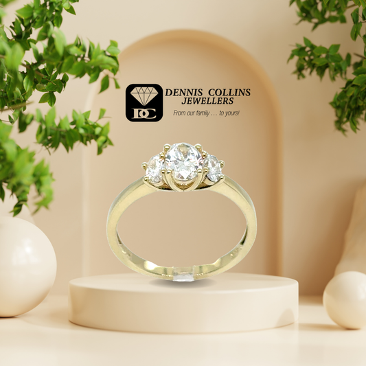 Ladies 9ct Yellow Gold Oval Lab Grown Diamond Ring
