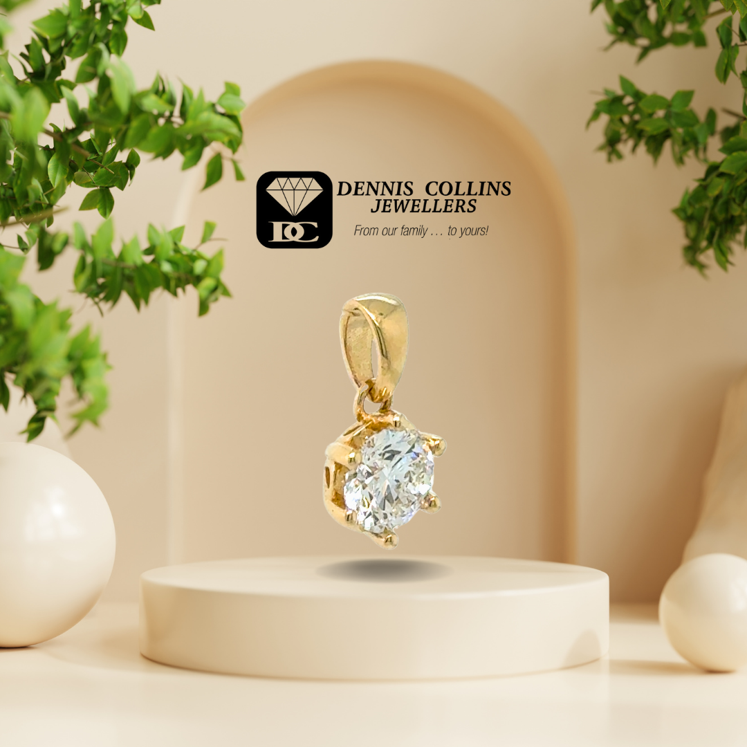 Ladies 9ct Yellow Gold Small Lab-grown Diamond Tulip Pendant