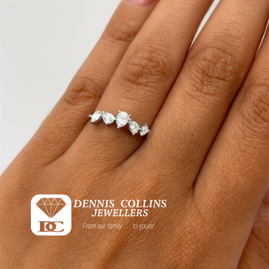 Ladies 9ct White Gold Pear Lab Grown Diamond Eternity Ring