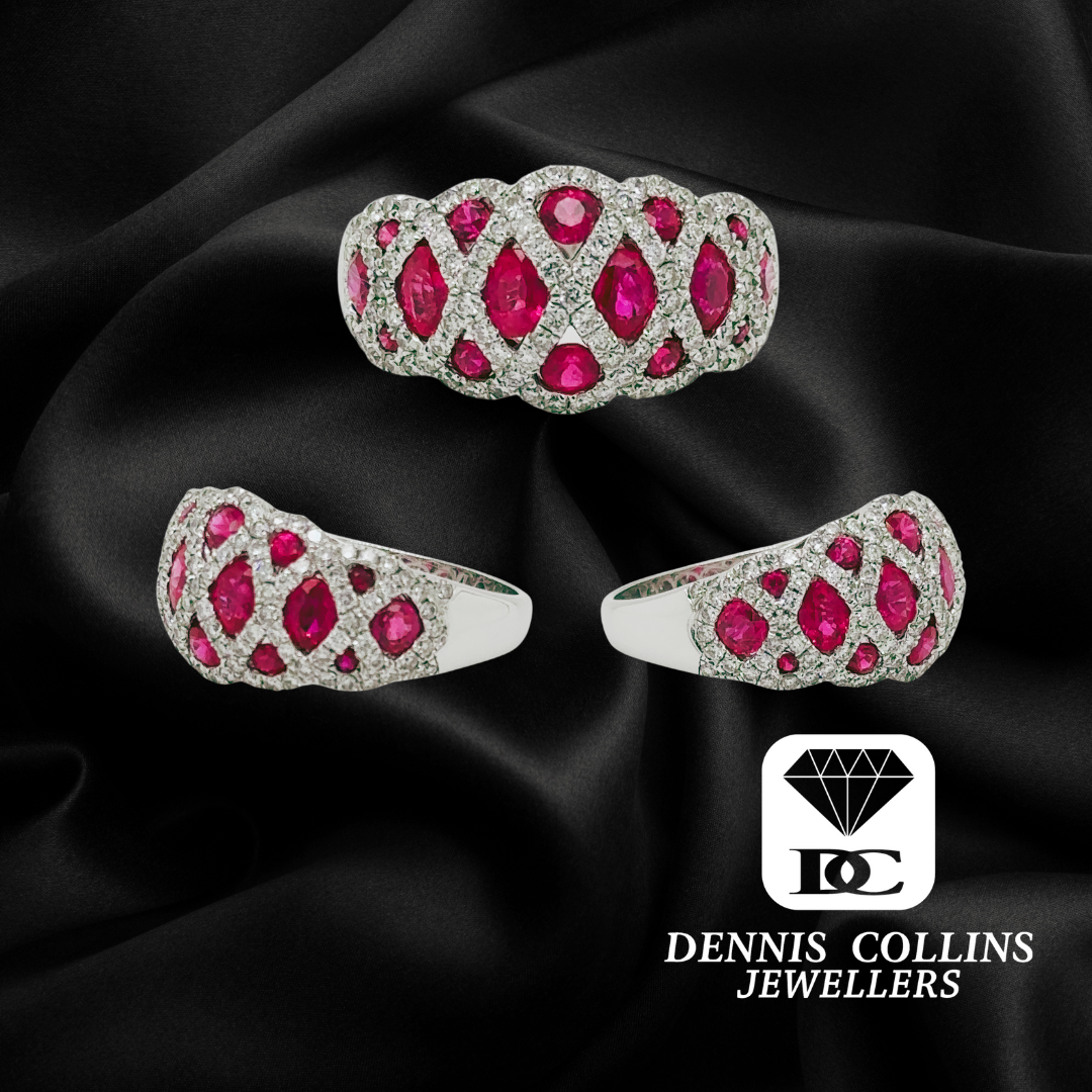 Ladies 18ct White Gold Ruby & Diamond Ring
