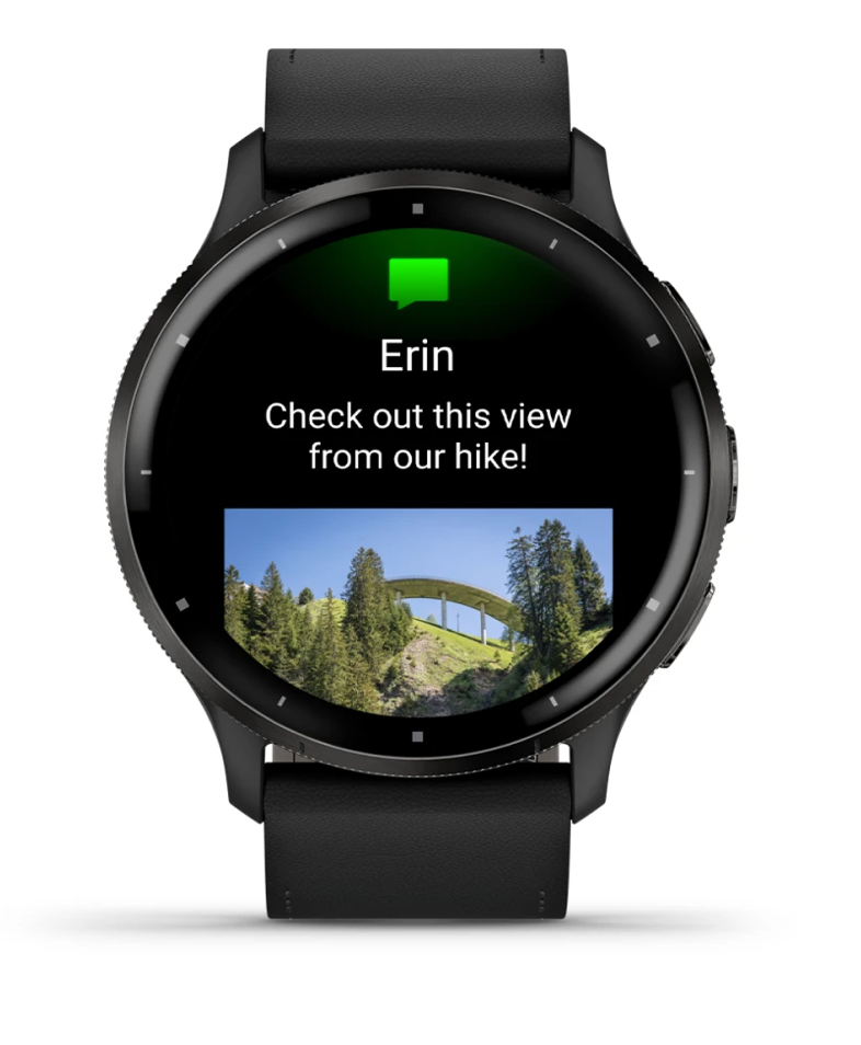 Garmin Venu 3 - 45mm - Slate Stainless Steel Bezel with Black Case and Leather Band