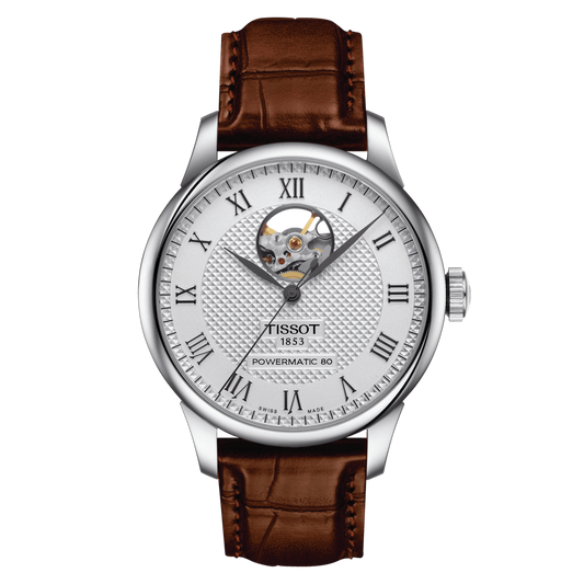 Tissot Le Locle Powermatic 80 Open Heart on brown leather