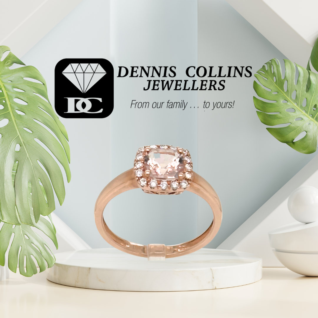 Square morganite rose gold ring discount