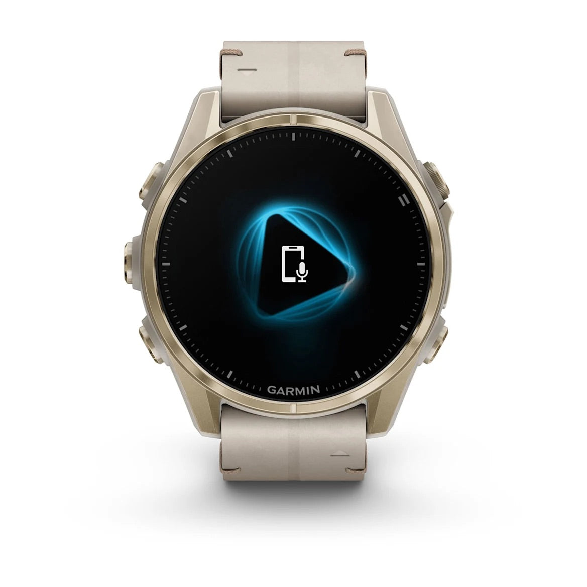 Garmin fēnix® 8 – 43 mm, AMOLED Sapphire, Soft Gold with Limestone Leather Band