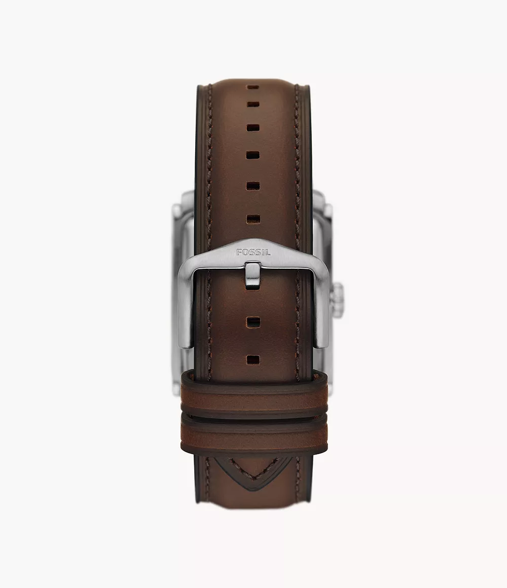 Carraway Three-Hand Brown Leather Watch