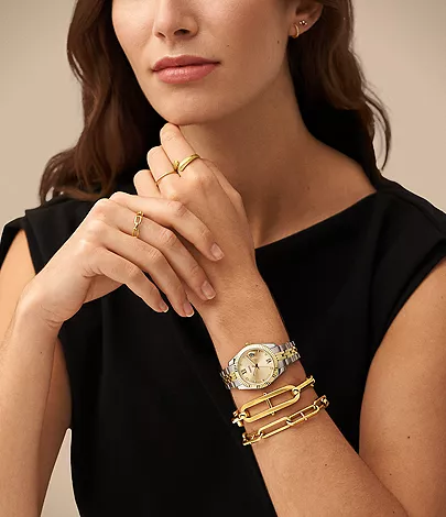 Fossil Scarlette Mini Three-Hand Date Two-Tone Stainless Steel Watch