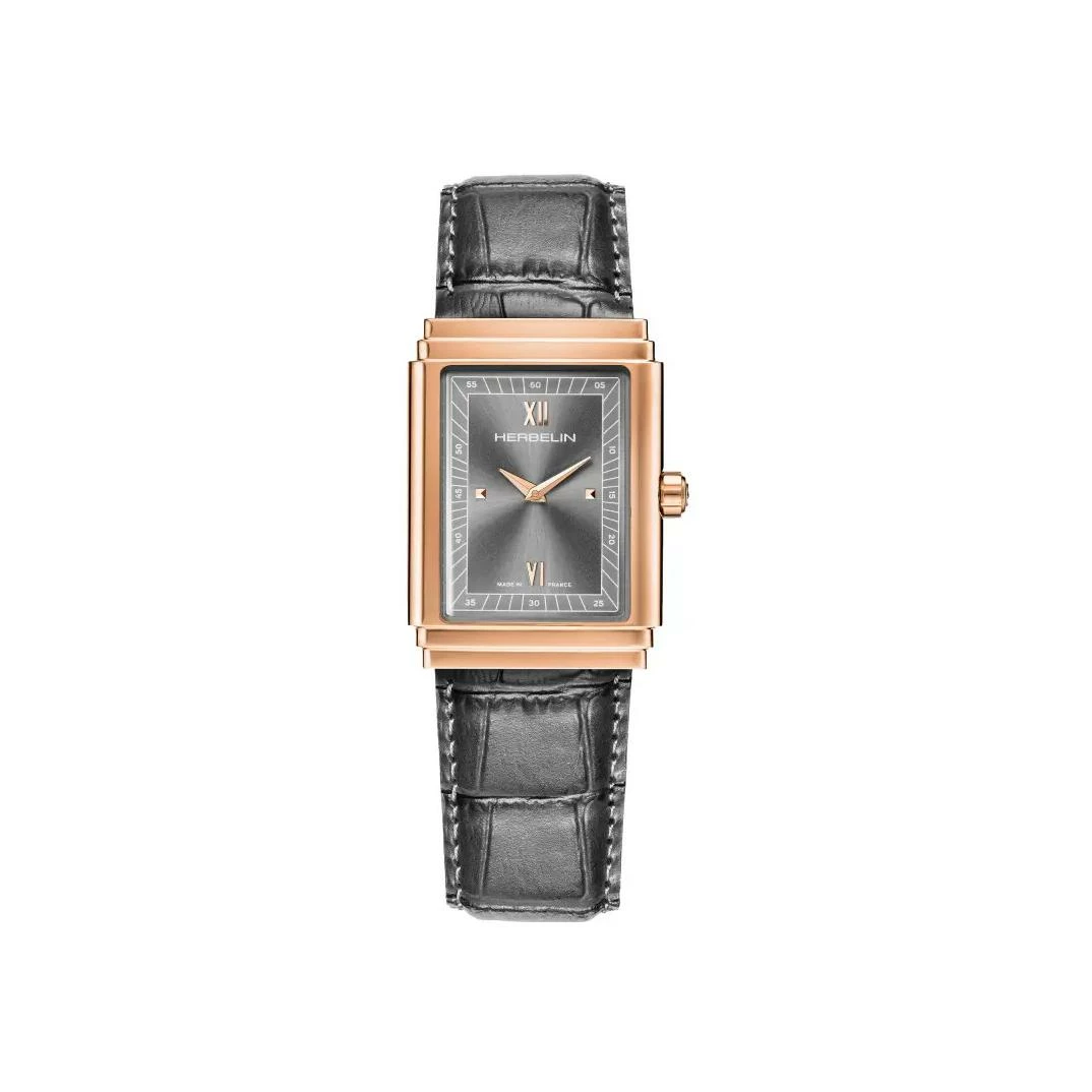 Herbelin Art Deco (27mm) Grey Dial / Grey Leather Strap