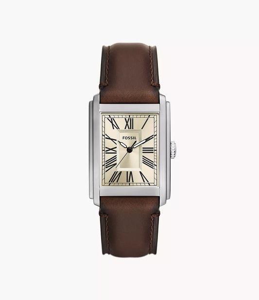 Carraway Three-Hand Brown Leather Watch