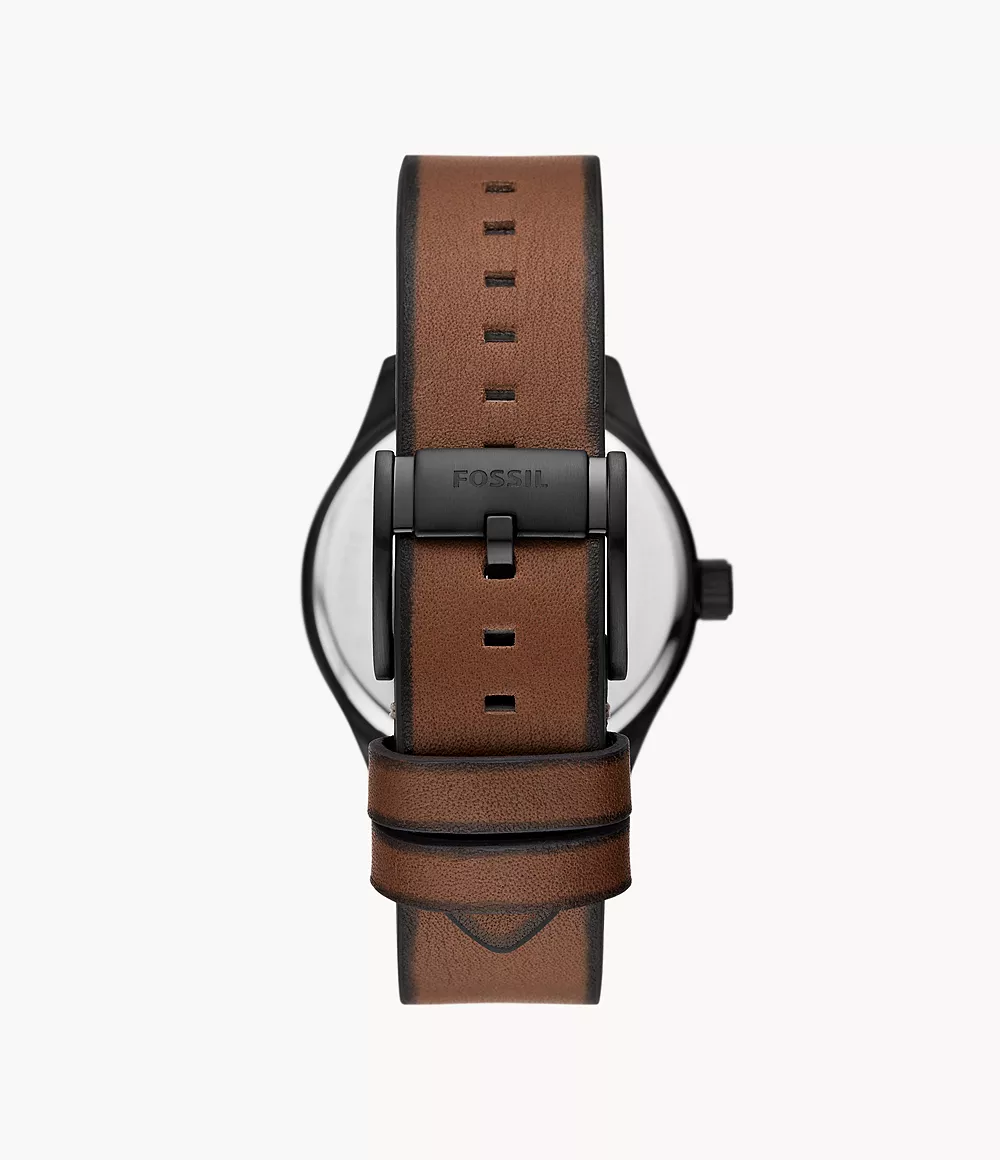 Easton Three-Hand Brown Leather Watch