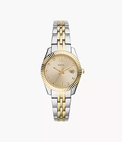 Fossil Scarlette Mini Three-Hand Date Two-Tone Stainless Steel Watch