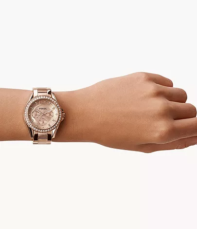 Fossil Riley Multifunction Rose Gold-Tone Stainless Steel Watch