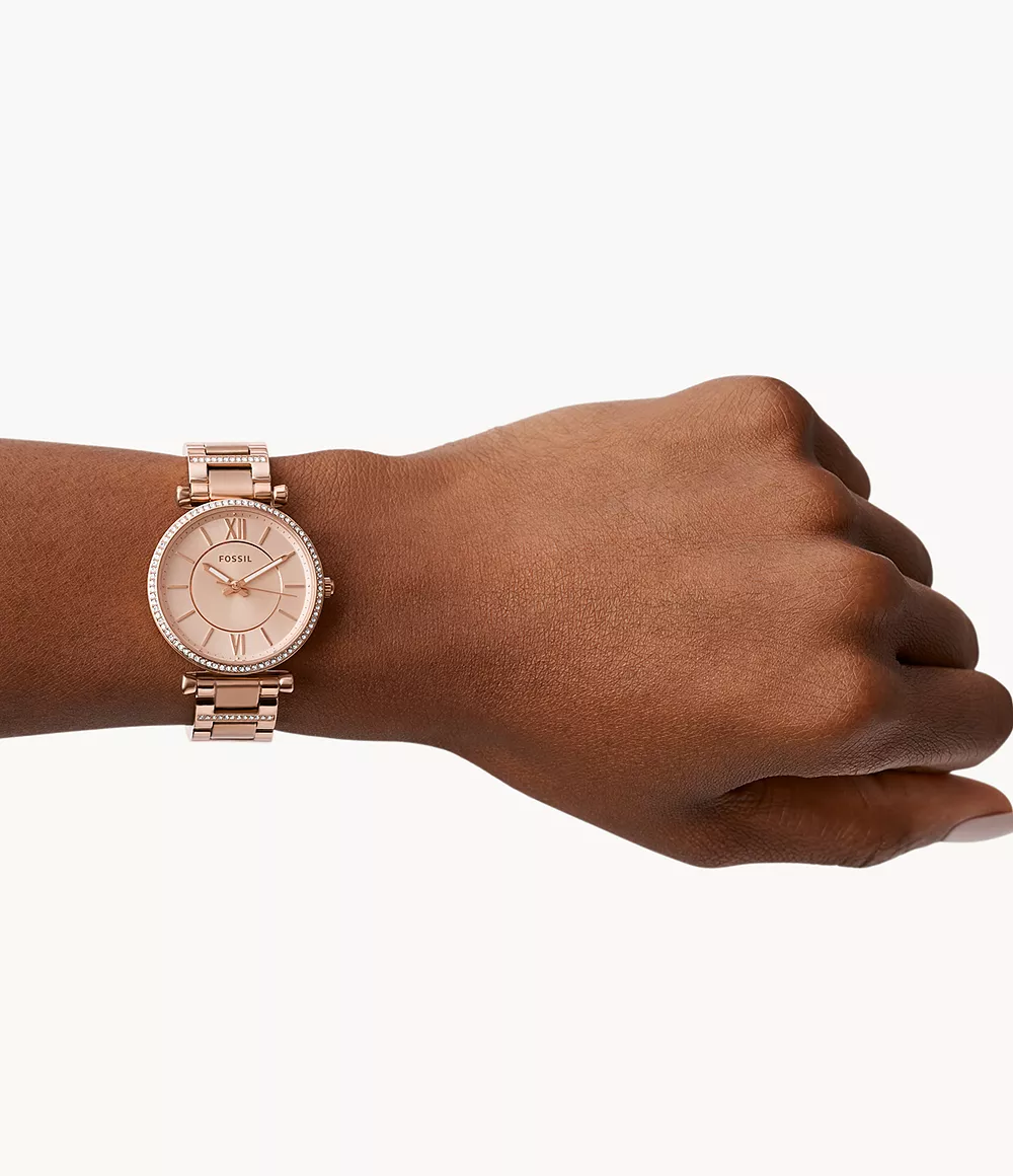 Carlie Three-Hand Rose Gold-Tone Stainless Steel Watch