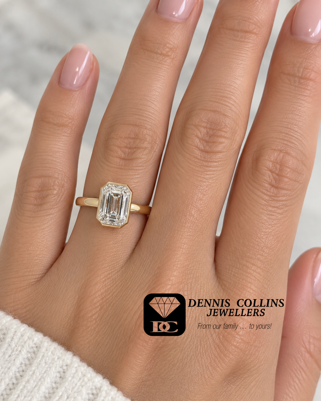 9ct Yellow Gold 2.04ct Emerald Cut Lab-Grown Diamond Ring
