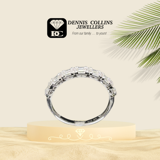 Ladies 9ct White Gold Diamond Baguette Ring