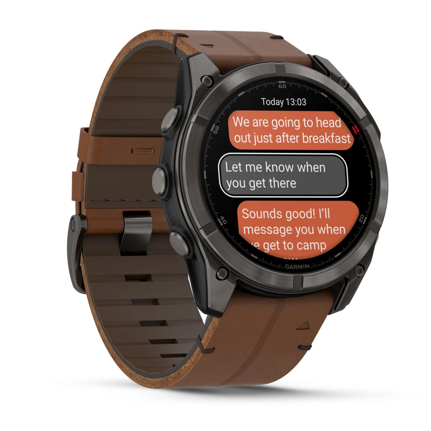 Garmin Fenix 8 Pro – 51 mm, AMOLED Sapphire, Carbon grey DLC titanium with Chestnut leather band