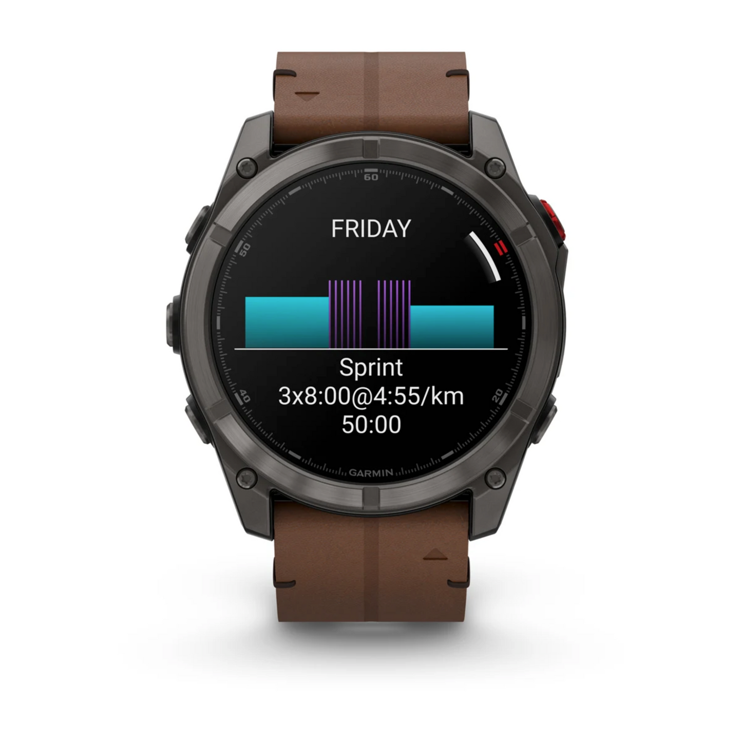 Garmin Fenix 8 Pro – 51 mm, AMOLED Sapphire, Carbon grey DLC titanium with Chestnut leather band
