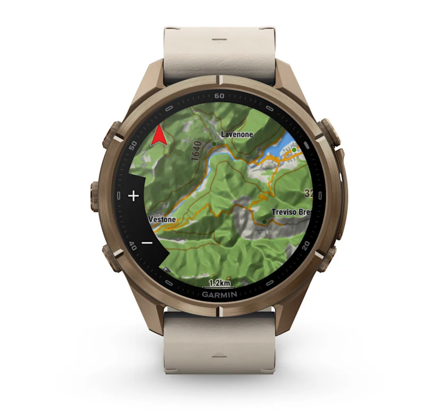 Garmin Fenix 9 Pro - 43 mm - inReach - Autumn Gold Titanium with Bone Leather Band