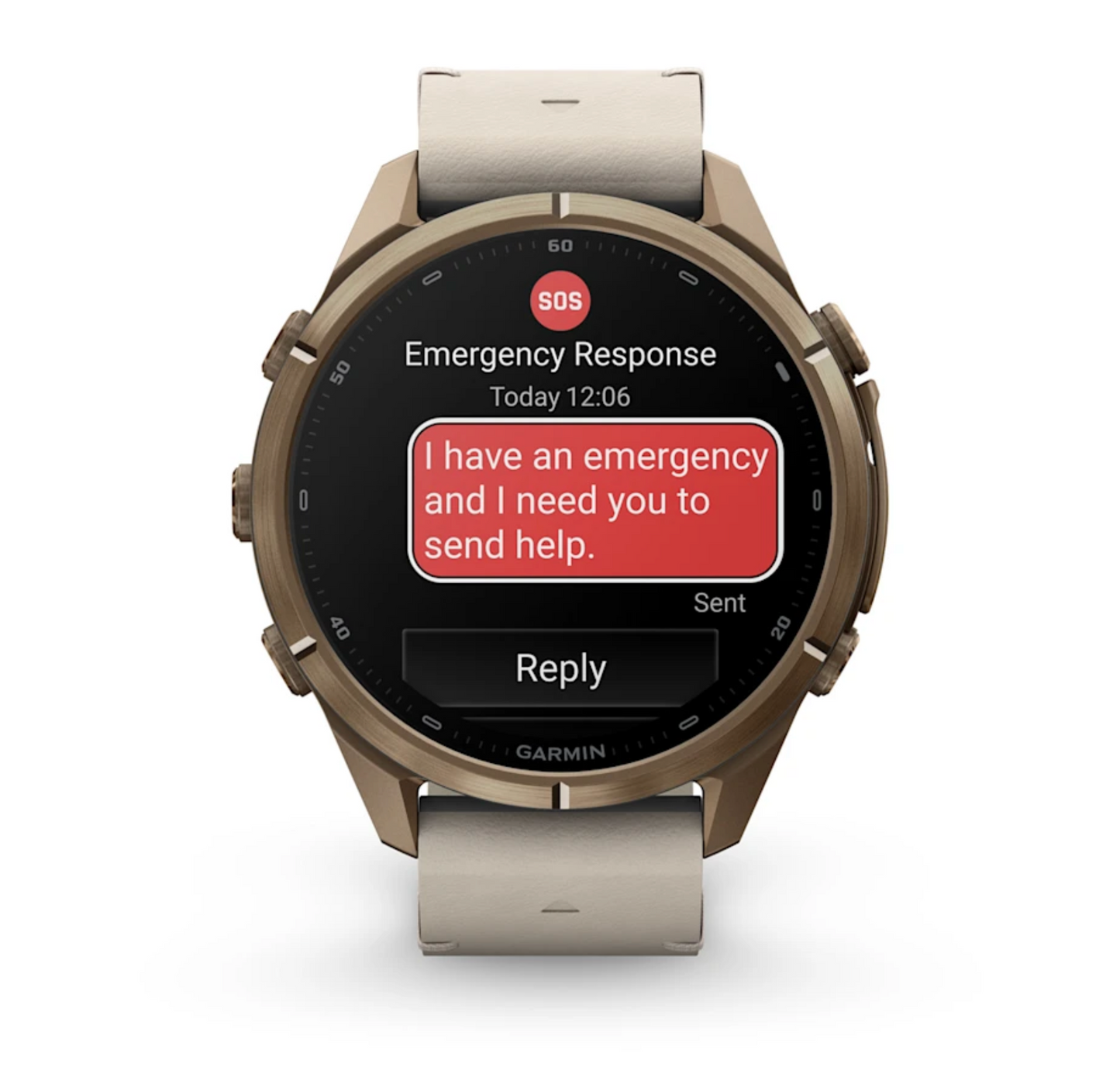 Garmin Fenix 9 Pro - 43 mm - inReach - Autumn Gold Titanium with Bone Leather Band