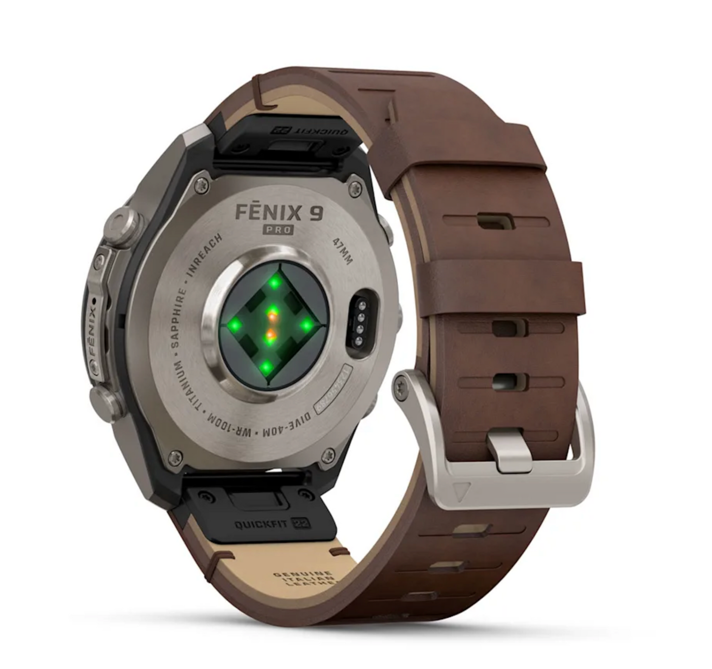 Garmin Fenix 9 Pro - 47 mm - inReach - Walnut Leather Band