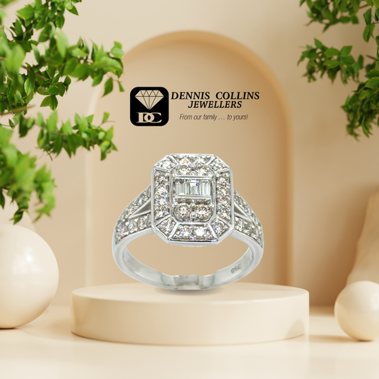 Ladies 18ct White Gold Square Diamond Ring – 1.00ct Total Weight