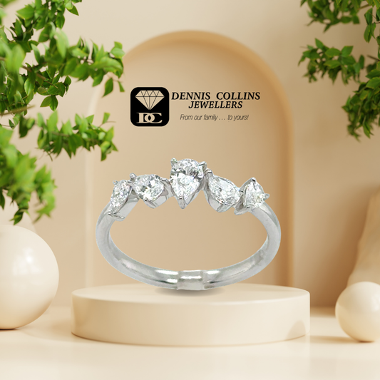 Ladies 9ct White Gold Pear Lab Grown Diamond Eternity Ring