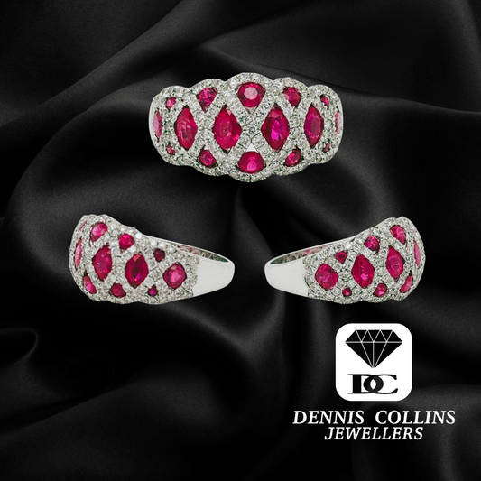 18ct White Gold Ruby & Diamond Ring