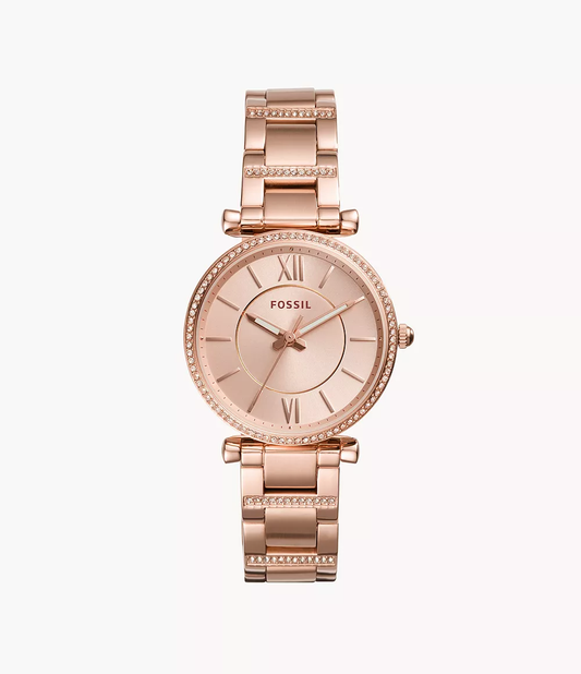 Carlie Three-Hand Rose Gold-Tone Stainless Steel Watch