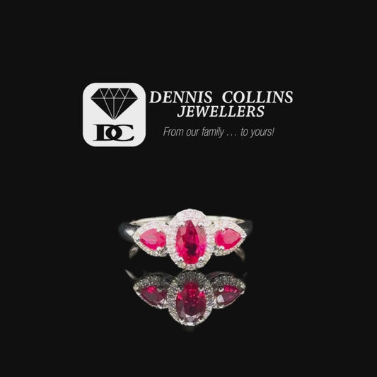 Ladies 18CT White Gold Diamond & Ruby Ring